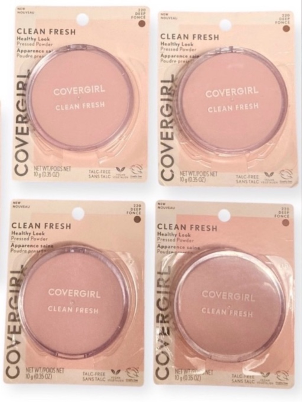 Lot 4 Covergirl Clean Fresh Pressed Powder 220 Deep Vegan Controls Shine Brown